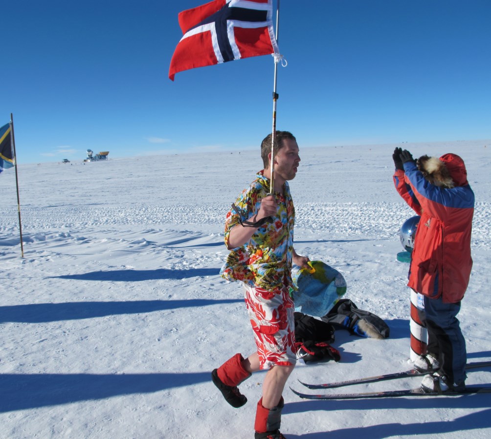 In shorts at South Pole