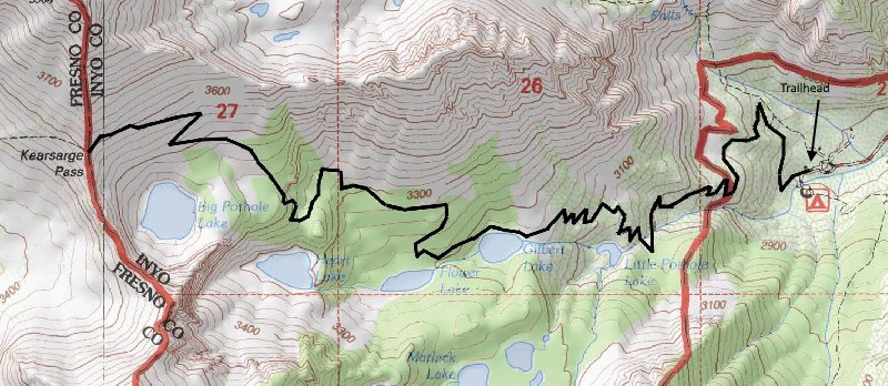 Kearsarge Pass Trail map