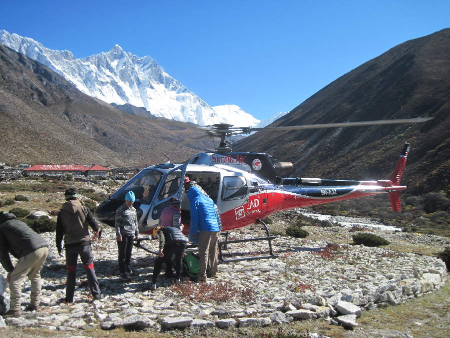 Loading helicopter at Dingboche